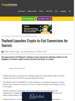 Thailand Launches Crypto-to-Fiat Conversions for Tourists 