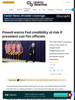 Powell warns Fed credibility at risk if president can fire officials