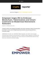 Empower Urges IRS to Embrace Blockchain, Tokenization and Smart Contracts to Modernize Retirement Rollovers