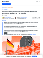 Germany’s Bitcoin Sale Was the Worst Economic Error In Decades
