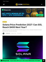 Solana Price Prediction 2027: Can SOL Reach $400 Next Year? - CoinCentral