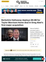 Berkshire Hathaway deploys $6.8B for Taylor Morrison Home deal in Greg Abel's first major acquisition