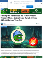Finding the Next Shiba Inu (SHIB): One of These 3 Meme Coins Could Turn $480 into $40,480 Before Year-End