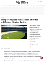 Rangers reject Besiktas loan offer for midfielder Nicolas Raskin