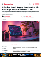 Shielded Zcash Supply Reaches 5M All-Time High Despite Market Crash - Coinspeaker