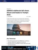 US House passes GENIUS Act, awaits Trump's signature