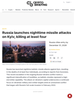 Russia launches nighttime missile attacks on Kyiv, killing at least four