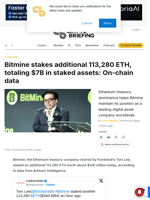 Bitmine stakes additional 113,280 ETH, totaling $7B in staked assets: On-chain data