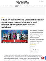 FIFA's 17-minute World Cup halftime show signals sports entertainment's next frontier, and crypto sponsors are watching