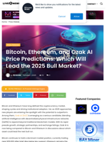 Bitcoin, Ethereum, and Ozak AI Price Predictions: Which Will Lead the 2025 Bull Market? | Live Bitcoin News