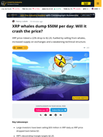 Whales Dump $50M in XRP Daily as Bears Look to Pull Price Down to $2.20