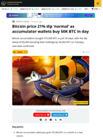Bitcoin Accumulation Hits Records in ‘Normal’ BTC Price Dip