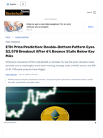 ETH Price Prediction: Double-Bottom Pattern Eyes $2,578 Breakout After 4% Bounce Stalls Below Key MAs - Blockchain.News
