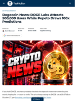 Dogecoin News: DOGE Labs Attracts 500,000 Users While Pepeto Draws 100x Predictions - TechBullion