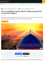 Iran is Weighing Crypto Tolls for Ships using Strait of Hormuz: Report
