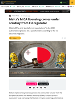 EU Regulator Flags MiCA Licensing Gaps By Malta’s MFSA
