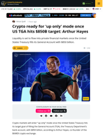 Crypto Markets Will Rally Once US Treasury Hits $850 Billion Goal: Analyst