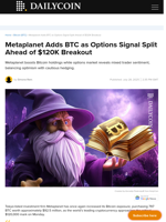 Metaplanet Adds BTC as Options Signal Split Ahead of $120K Breakout - DailyCoin