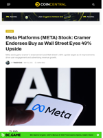 Meta Platforms (META) Stock: Cramer Endorses Buy as Wall Street Eyes 49% Upside - CoinCentral
