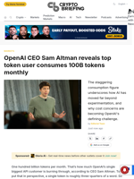 OpenAI CEO Sam Altman reveals top token user consumes 100B tokens monthly