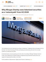 Why Morgan Stanley sees tokenized securities as a ‘natural path’ from H2 2026 - AMBCrypto