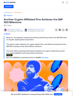 Another Crypto Firm Joins S&P 500 After Coinbase