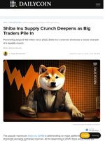Shiba Inu Supply Crunch Deepens as Big Traders Pile In - DailyCoin
