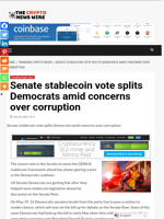 Senate stablecoin vote splits Democrats amid concerns over corruption - The Crypto News Wire