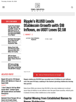 Ripple’s RLUSD Leads Stablecoin Growth with $1B Inflows, as USDT Loses $2.5B