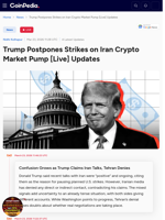 Trump Postpones Strikes on Iran Crypto Market Pump [Live] Updates