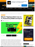 Bitcoin Tipping Is Now Live On X, Powered By BitBit And Spark