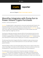 MoonPay Integrates with Pump.fun to Power Instant Crypto Purchases