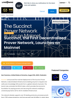 Succinct, the First Decentralized Prover Network, Launches on Mainnet | Live Bitcoin News