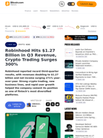 Robinhood Hits $1.27 Billion in Q3 Revenue, Crypto Trading Surges 300% – Crypto News Bitcoin News