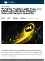 WLFI Price Prediction: WLFI Trades Near $0.057 as Remittix Tests a Different Stablecoin Payments Proposition - TechBullion