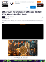 Ethereum Foundation Offloads 10,000 ETH, Here's Bullish Twist