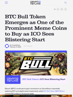 BTC Bull Token Emerges as One of the Prominent Meme Coins to Buy as ICO Sees Blistering Start – CryptoNinjas