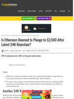 Is Ethereum Doomed to Plunge to $3,500 After Latest $4K Rejection?