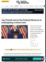 Jay Powell warns the Federal Reserve is undergoing a stress test