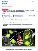 House Passes CLARITY Act to Finally Define US Crypto Regulation