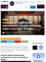 Avalanche Shows Weak Momentum, Yet Lyno AI Presale Gains Favor With Whales | Live Bitcoin News