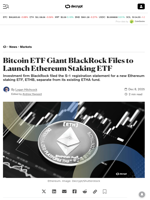 Bitcoin ETF Giant BlackRock Files to Launch Ethereum Staking ETF - Decrypt
