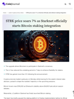 STRK price soars 7% as Starknet officially starts Bitcoin staking integration - CoinJournal