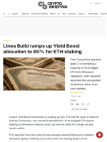 Linea Build ramps up Yield Boost allocation to 60% for ETH staking