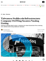 Taiwanese Stablecoin Infrastructure Company OwlTing Secures Nasdaq Listing - Decrypt