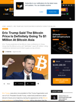 Eric Trump Said The Bitcoin Price Is Definitely Going To $1 Million At Bitcoin Asia
