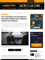 U.S. Secretary Of Commerce Howard Lutnick Has A Bitcoin Vision For America