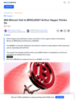 Here’s Why Bitcoin Might Fall to $100,000 Soon