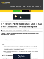 Is Pi Network (PI) The Biggest Crypto Scam of 2025 or Just Controversial? (Detailed Investigation)