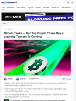 Bitcoin Tanks — But Top Crypto Titans Say a Liquidity Tsunami Is Coming - BeInCrypto
